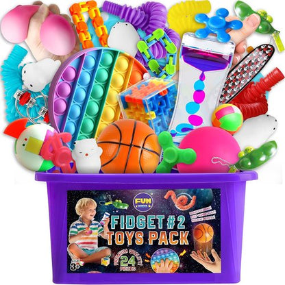 FunKidz Fidget Pack Box - Sensory Toys for Kids 4-12 | Portable Treasure Box for Parties & Gifts