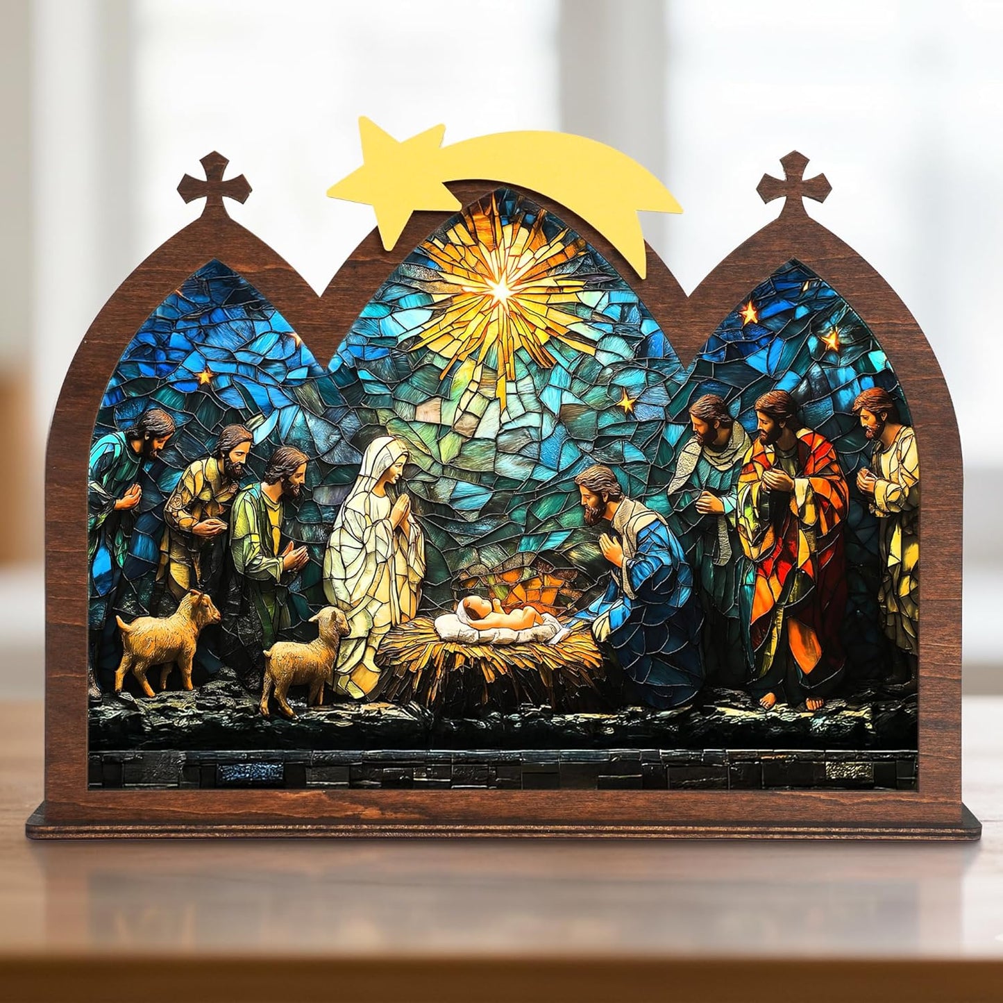 Wooden Nativity Set - Miniature Holy Family Figurines for Boho Christmas Decor | Tabletop Display Gift