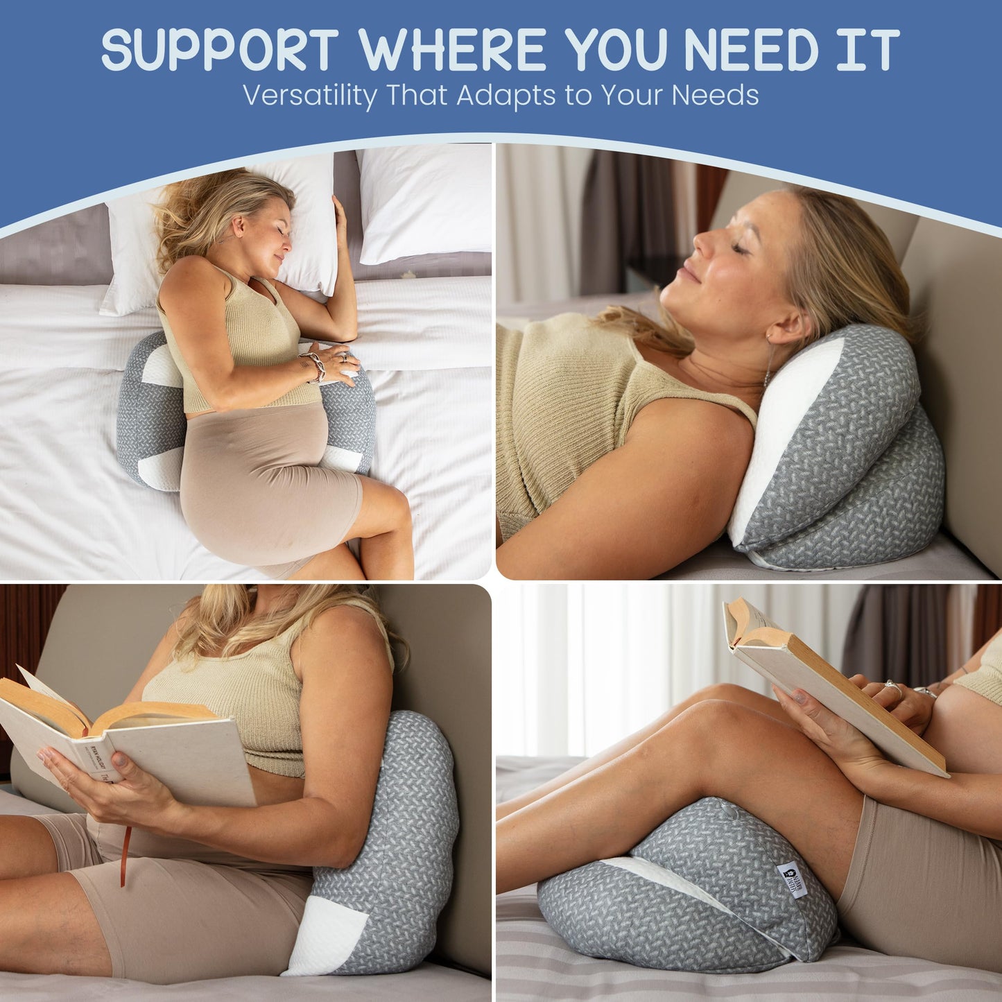 Plus Sized Pregnancy Pillow for Sleeping - Belly, Hip, Back Support for Pregnant Women -Maternity Wedge Pillow for Reducing Pregnancy Fatigue- Adjustable and Washable