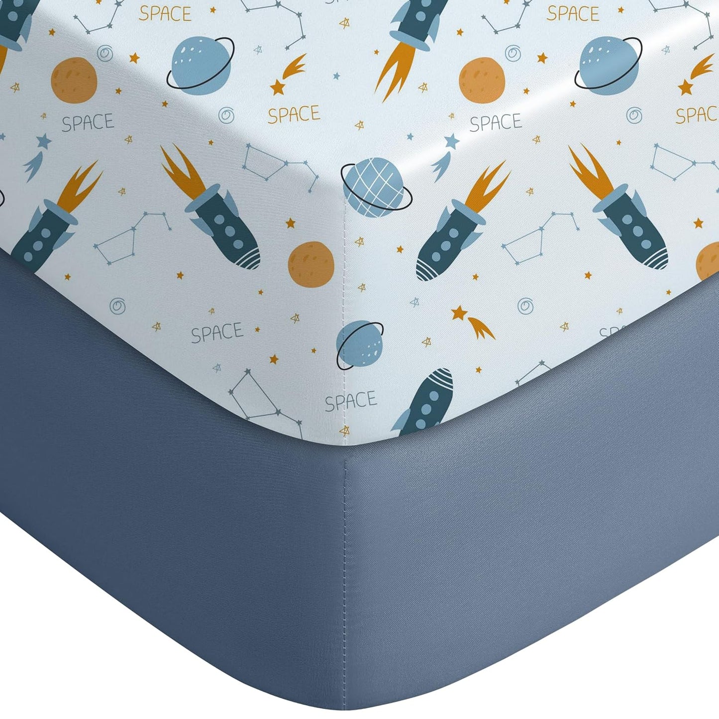 Yoofoss Fitted Baby Crib Sheets - Super Soft Microfiber 2-Pack for Standard Crib & Toddler Mattress | Blue Rocket 28x52x8in