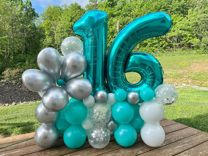 Number 7 Balloon by Light Blue - 40 Inch Giant Foil Balloon for 7th Birthday Party Decorations