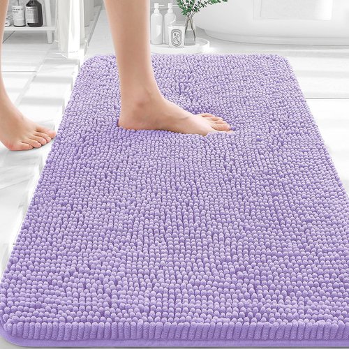 OLANLY Bathroom Rugs 36x24, Extra Soft Absorbent Chenille Bath Rugs, Rubber Backing Quick Dry, Machine Washable Bath Mats for Bathroom Floor, Tub and Shower, Home Decor Accessories, Lavender