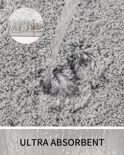 Ruggnovea Bathroom Rugs Non Slip Washable, Ultra Thick Soft Microfiber Absorbent Bath Mats, High Density Foam Latex Non Slip Backing Bath Rugs, Fluffy Floor Carpet for Tub&Shower 24x17, Grey