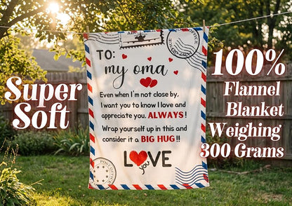 60x80 Inch Oma Gifts Flannel Throw Blanket - Letter to My Oma, Cozy 300gsm