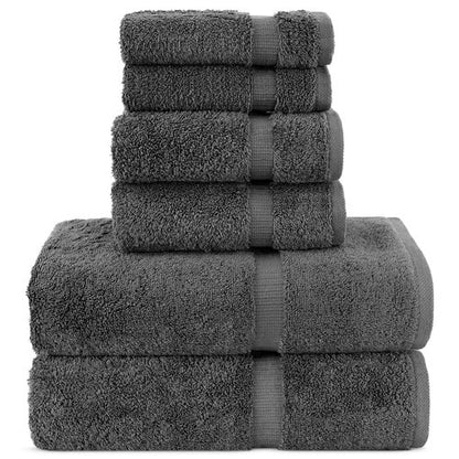 Chakir Turkish Linens |Hotel & Spa Quality 100% Cotton Premium Turkish Towels | Soft & Absorbent (Dark Gray, 6-Piece Towel Sets)