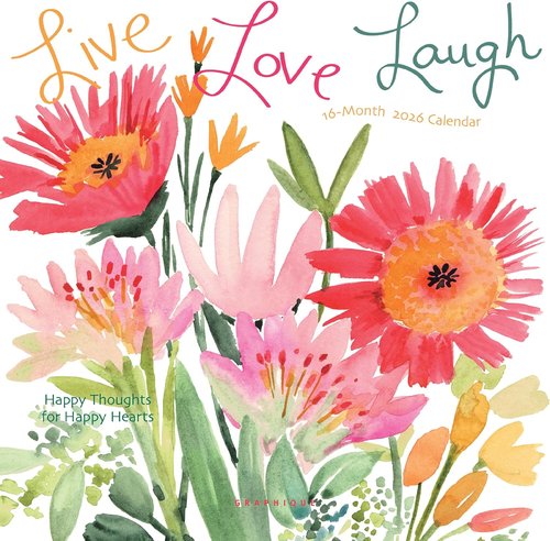 Graphique 2026 Mini Wall Calendar - Live Love Laugh | 7” x 7” | Thick Paper | Large Monthly Grid & 4-Month 2027 Preview