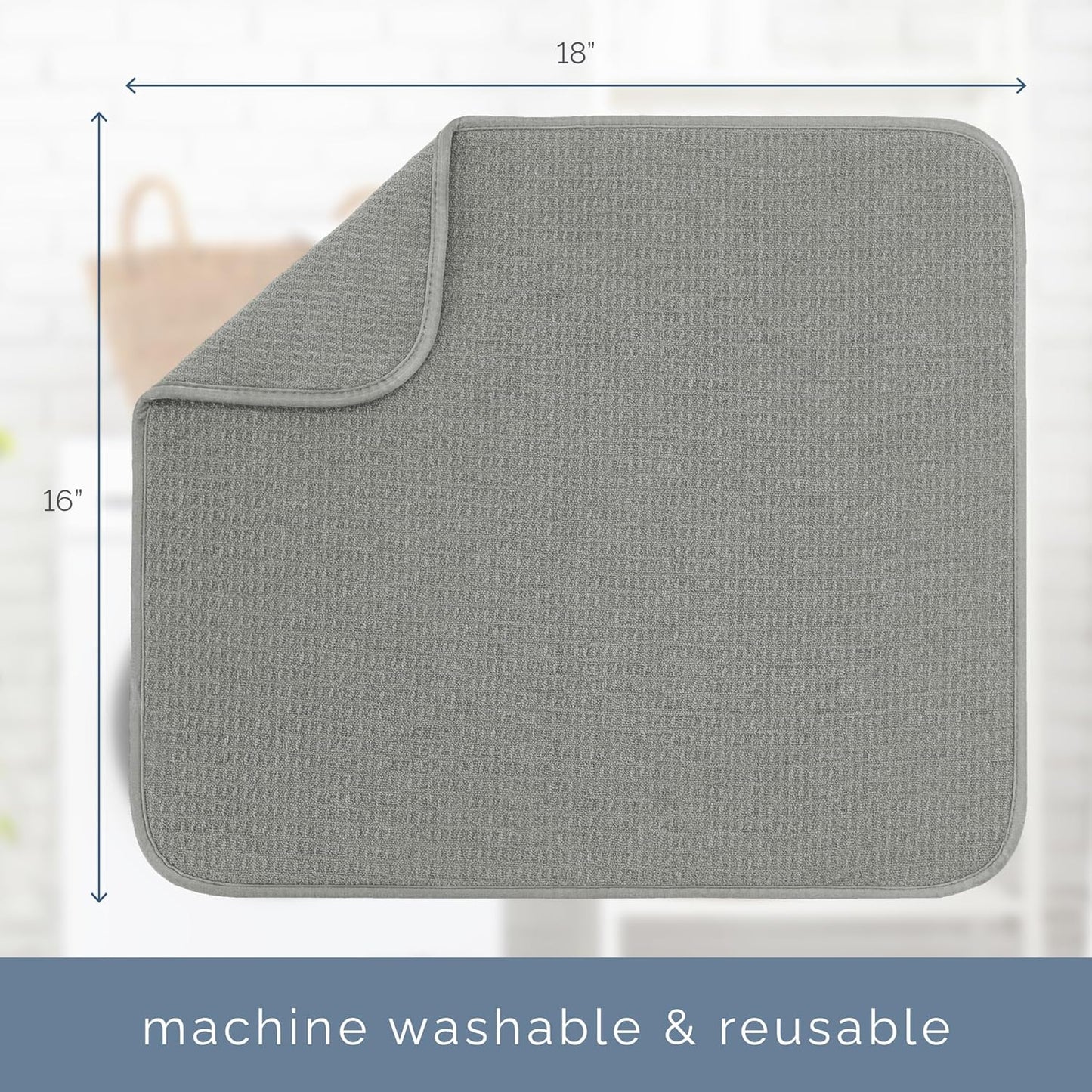 S&T INC. Dish Drying Mat - Absorbent Microfiber Kitchen Counter Pad | 16” x 18” | Large Grey