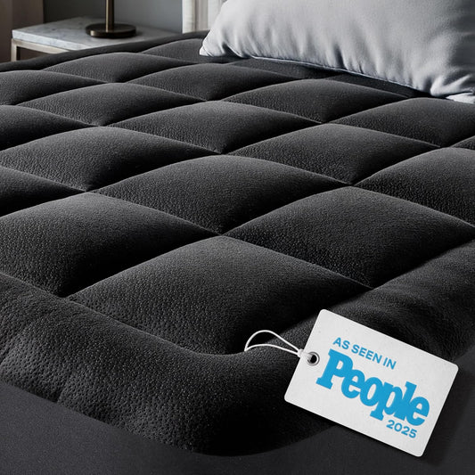 Niagara Ultra Soft King Size Mattress Topper - Bamboo Viscose Pillow Top for Back Support | Naturally Cooling, Black