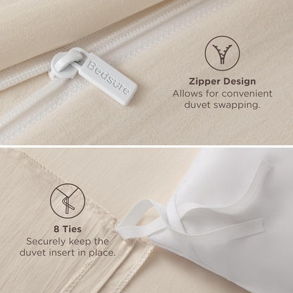 Bedsure Oat Milk Duvet Cover Set - King Size, Extra Soft 3-Piece Bedding with Zipper Closure & 2 Pillow Shams