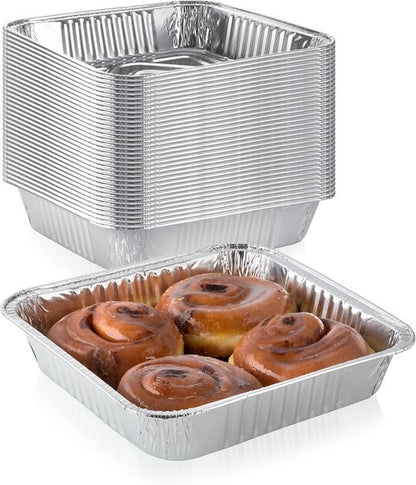 Extra-Thick Disposable Aluminum Baking Pans by [Brand Name] - Pack of 30 | 9” x 9” Recyclable Square Tins | Superior Heat Conductivity & 2” High Walls