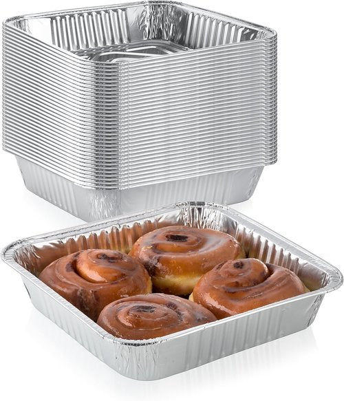 Extra-Thick Disposable Aluminum Baking Pans by [Brand Name] - Pack of 30 | 9” x 9” Recyclable Square Tins | Superior Heat Conductivity & 2” High Walls