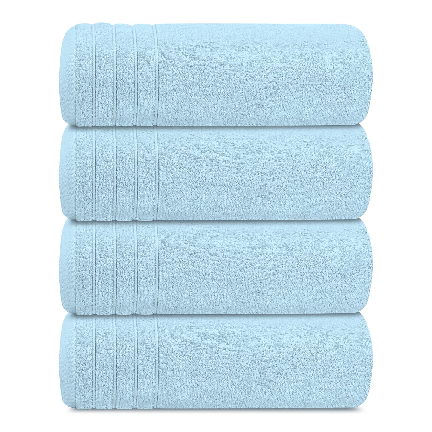 Tens Towels Pack of 4 Extra Large Bath Towels 30 x 60 Inches, 100% Cotton, Larger & Lighter Weight, Quicker to Dry, Super Soft and Absorbent, Perfect for Bathroom, Sky Blue