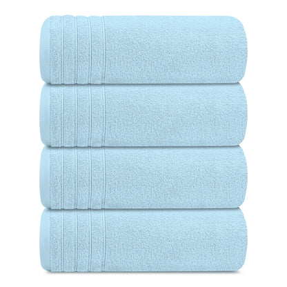 Tens Towels Pack of 4 Extra Large Bath Towels 30 x 60 Inches, 100% Cotton, Larger & Lighter Weight, Quicker to Dry, Super Soft and Absorbent, Perfect for Bathroom, Sky Blue