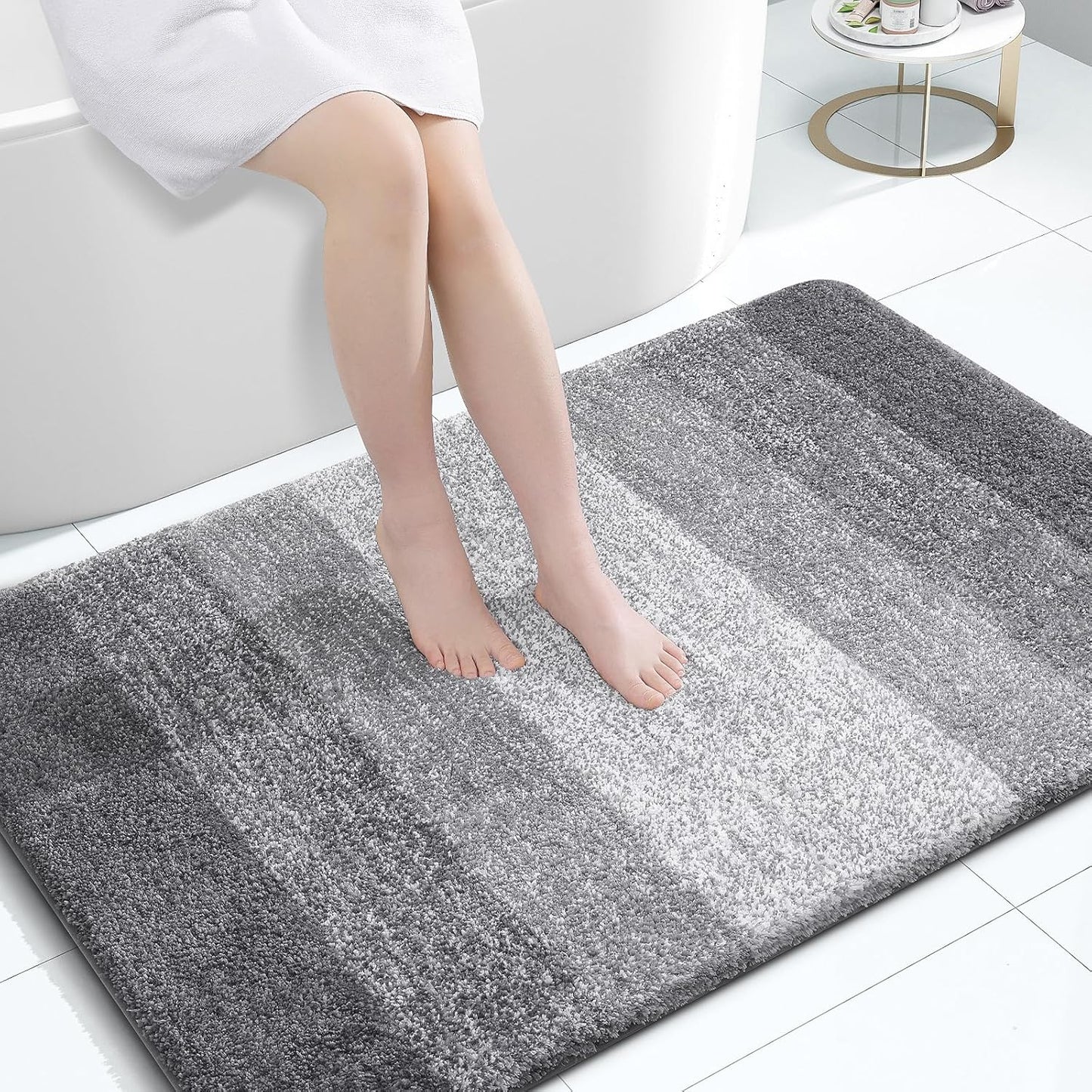 OLANLY Bathroom Rugs - Extra Soft Microfiber Mat 47x32 | Quick Dry, Machine Washable, Grey