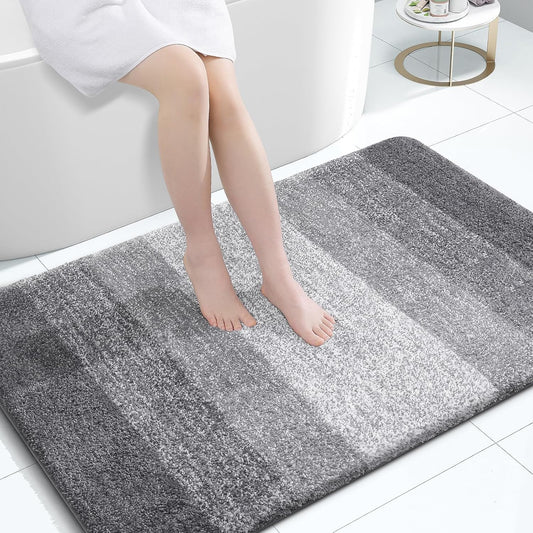 OLANLY Large Bathroom Rugs - Extra Soft Microfiber Mat 44x32 | Quick Dry, Machine Washable, Grey