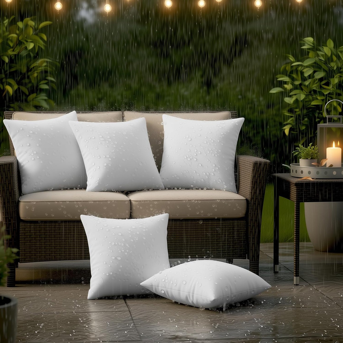 Utopia Bedding Outdoor Pillow Inserts - Water Resistant Garden Throw Pillows | 18 x 18 Inches (Pack of 2)