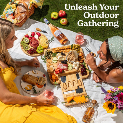 SMIRLY Charcuterie Boards Set - Large Bamboo Cheese Board set - House Warming Gifts New Home, Wedding Gift for Couple, Bridal Shower Gift, Birthday Gifts for Women