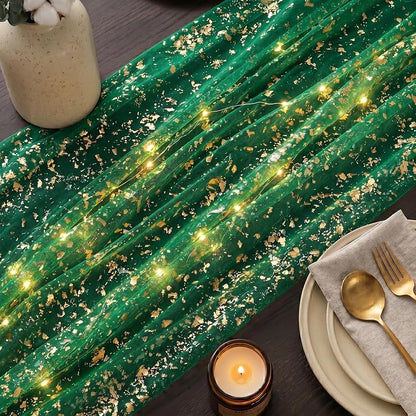 Artscope Green 28" x 120" Lighted Gauze Table Runner with LED Modes