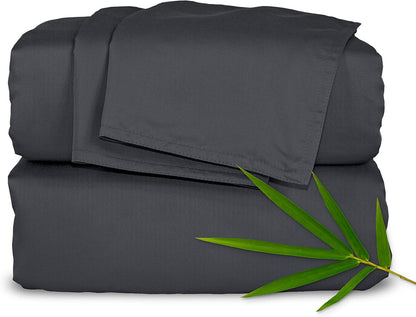 Pure Bamboo Full Bed Sheet Set - 100% Organic Viscose, Luxuriously Soft & Cooling, Charcoal Color
