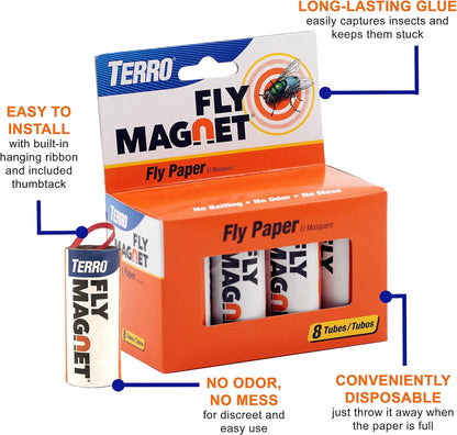 Terro T518 Fly Magnet | 16 Total Sticky Fly Traps for Indoor Use - 2 Pack