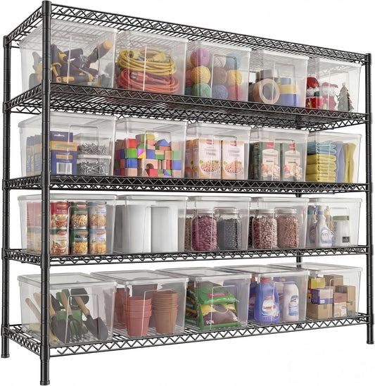 Reibii 3200LBS Heavy Duty Garage Shelving - 5 Tier Adjustable Metal Unit | 55.5" W x 18" D x 71" H