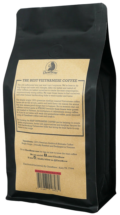 Chestbrew Whole Bean Coffee. Strong Medium Roast Vietnamese Coffee - Big Bad Bear Premium 20 Ounce Bag