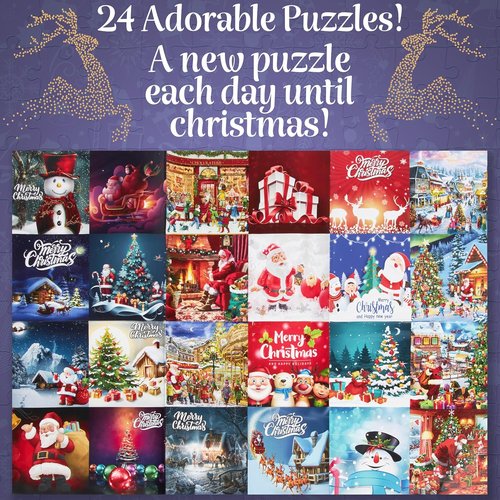 KreativeKraft Puzzle Advent Calendar 2025 - Fun Christmas Countdown for Kids & Adults | 24 Mini Puzzles