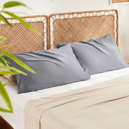 Bedsure Grey Satin Pillowcase - Queen Size Cooling Pillowcase with Zipper Closure
