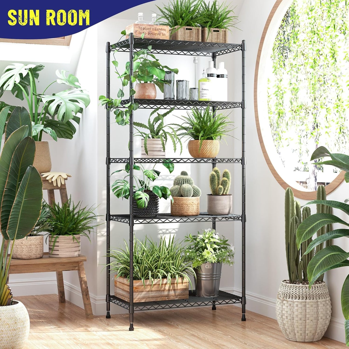 Romorgniz 5-Tier Adjustable Metal Shelving Unit - 1010LBS Capacity for Kitchen, Pantry & Closet | 59.4" H x 21.5" W x 13.6" D