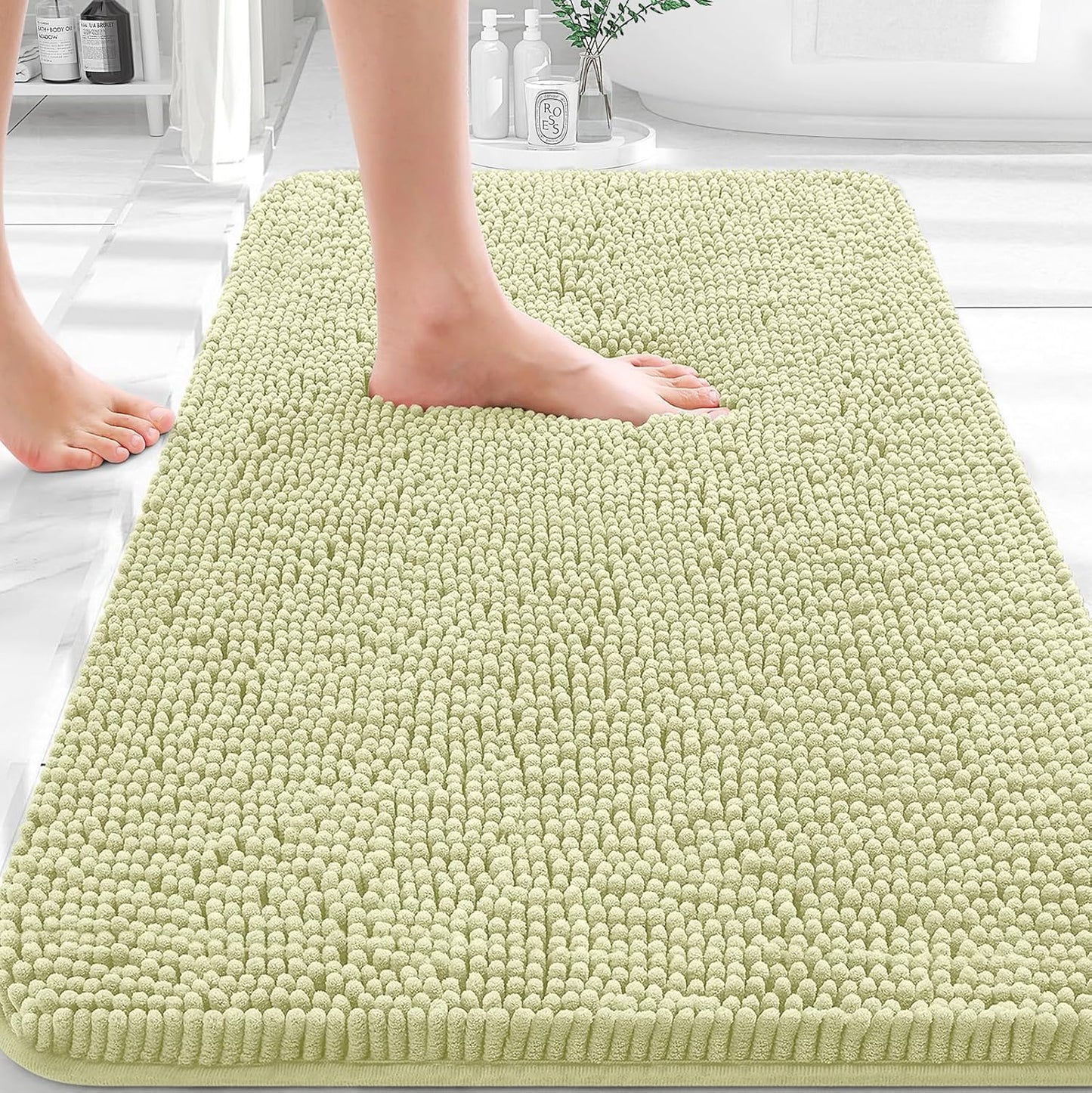 OLANLY Bathroom Rugs - Extra Soft Absorbent Chenille Mats | Quick Dry, Machine Washable, 36x24, Vanilla