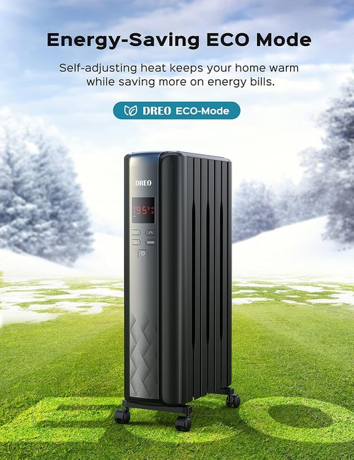 DREO Electric Radiant Heater - Oil Filled Radiator with Remote Control & 24h Timer | Quiet Indoor Use