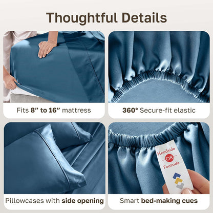 California Design Den Full Size Cotton Sheet Set - 100% Long Staple Cotton, 400 Thread Count, Deep Pockets - Peacock Blue