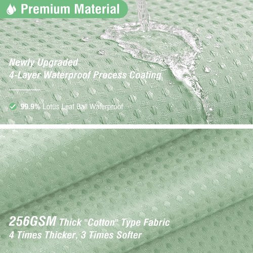 Dynamene Extra Long Shower Curtain - 96 Inch Long Waffle Weave Weighted Thick Cloth Bathroom Shower Curtain, Neutral Heavy Duty Hotel Bath Curtain Set with 12 Plastic Hooks,72x96, Mint Green