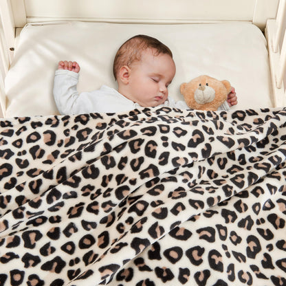 Yurhap Leopard Print Baby Blanket Fleece Baby Blankets for Boys Girls, Ultra Soft Cozy Fluffy Infant Toddler Newborn Receiving Blankets for Crib Stroller, 30"x40", Cream