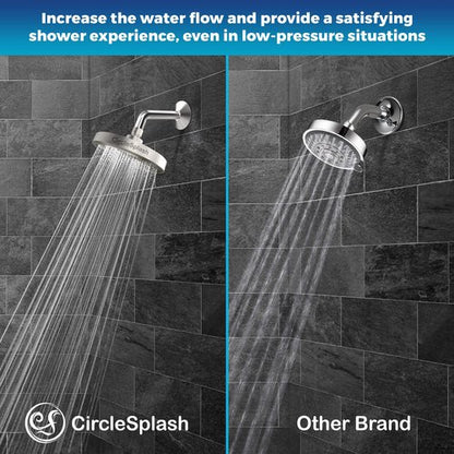 High Pressure Shower Head Anti-Clogging Silicone Nozzles 2.5 GPM Removable Restrictor - Easy to Clean - Easy to Install with Plumbers Tape - 6 inch - Brushed Nickel Finish (Brushed Nickel, 2.5GPM)
