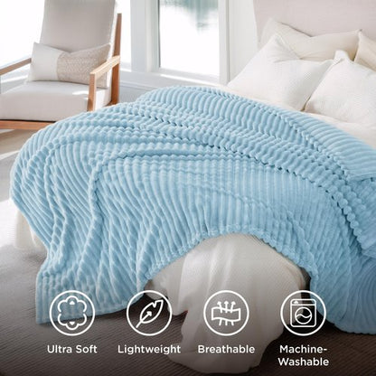Bedsure GentleSoft Blue Fleece Blanket for Couch - Cozy Soft Blankets for Women, Cute Small Throws for Girls, Light Blue, 108x90 Inches