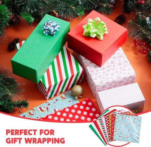 Joiedomi Christmas Tissue Paper - 150 Assorted Sheets for Easy Gift Wrapping | Perfect for Boxes & Wine Bottles
