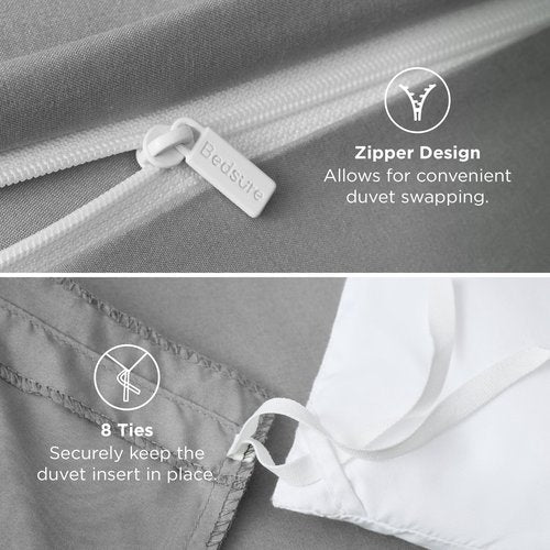 Bedsure Duvet Cover Oversized Queen Size - Soft Double Brushed Bedding Set for Kids & Adults, Zipper Closure, 3 Pieces, Includes 1 Duvet Cover (98"x98") & 2 Pillow Shams, NO Comforter, Grey