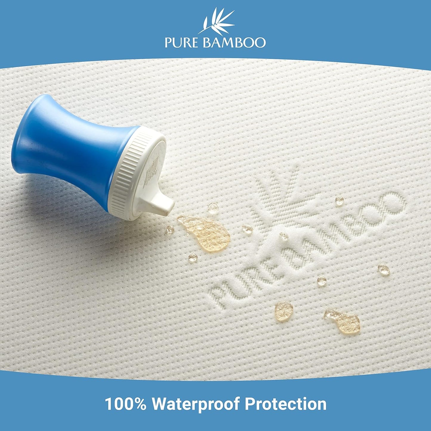 Pure Bamboo Bamboo Crib Mattress Protector - Waterproof, Breathable & Noiseless Cover | Fits 52x28x6 Inch Mattress