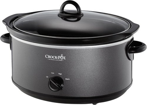 Crock-Pot 7-Quart Slow Cooker - Family Size for 8+ People | Removable Stoneware & Warming Setting, Charcoal