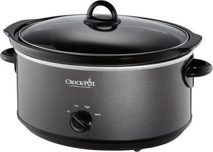 Crock-Pot 7-Quart Slow Cooker - Family Size for 8+ People | Removable Stoneware & Warming Setting, Charcoal