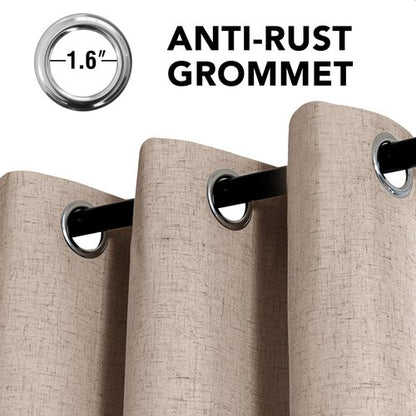 H.VERSAILTEX Linen Curtains 100% Blackout Curtains for Bedroom 54 inch Long Full Light Blocking Nature Linen Blended Window Curtains for Living Room Nickel Grommet (2 Panels, Heathered Sand)