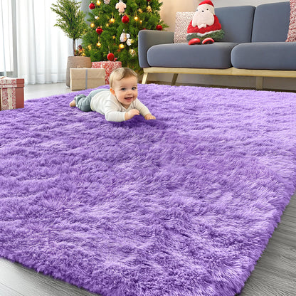 OLANLY 6x9 Machine Washable Large Area Rugs for Living Room, Bedroom, Soft Fluffy Shaggy Bedside Rug, Indoor Floor Carpet for Kids Girls and Boys, Dorms, Nursery, Home Decor Aesthetic, Purple