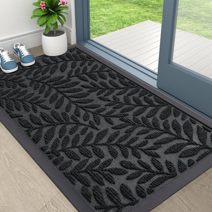 OLANLY Indoor Outdoor Door Mat - Waterproof All-Weather Doormat, 29.5x17, Sturdy Rubber, Easy Clean, Black