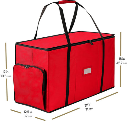 ZOBER Christmas Ornament Storage Box - Easy Access Removable Trays for 73 Ornaments - Red