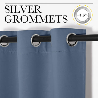 NICETOWN Room Darkening Curtain Panels - Stone Blue, 108" Length, Thermal Insulated, 2 Pieces for Total Privacy