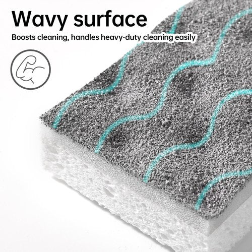 JOYMOOP Textured Clean Sponges, Dual-Sided Non-Scratch Soft Scrub Dish Sponge, Safe for Non-Stick Cookware, Kitchen and Household Cleaning, 36 Pack [Grey & White]