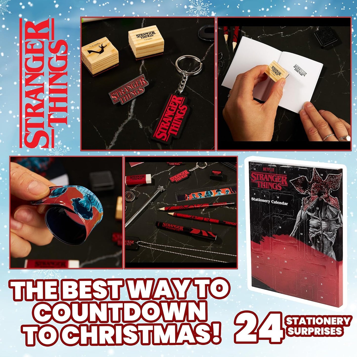 Stranger Things Advent Calendar 2025 - Unique Stationery, Necklace, Keyrings, Stamps & Stickers Set