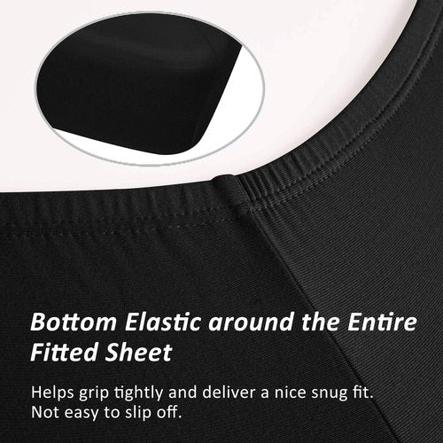 Soft Stretch Queen Fitted Sheet & 2 Pillowcases Set(No Flat Sheet) - Jersey Knit Microfiber, Super Stretchy & Stay Put for Mattress (Deep: 5"-15"), Wrinkle Resistant, Queen, Black