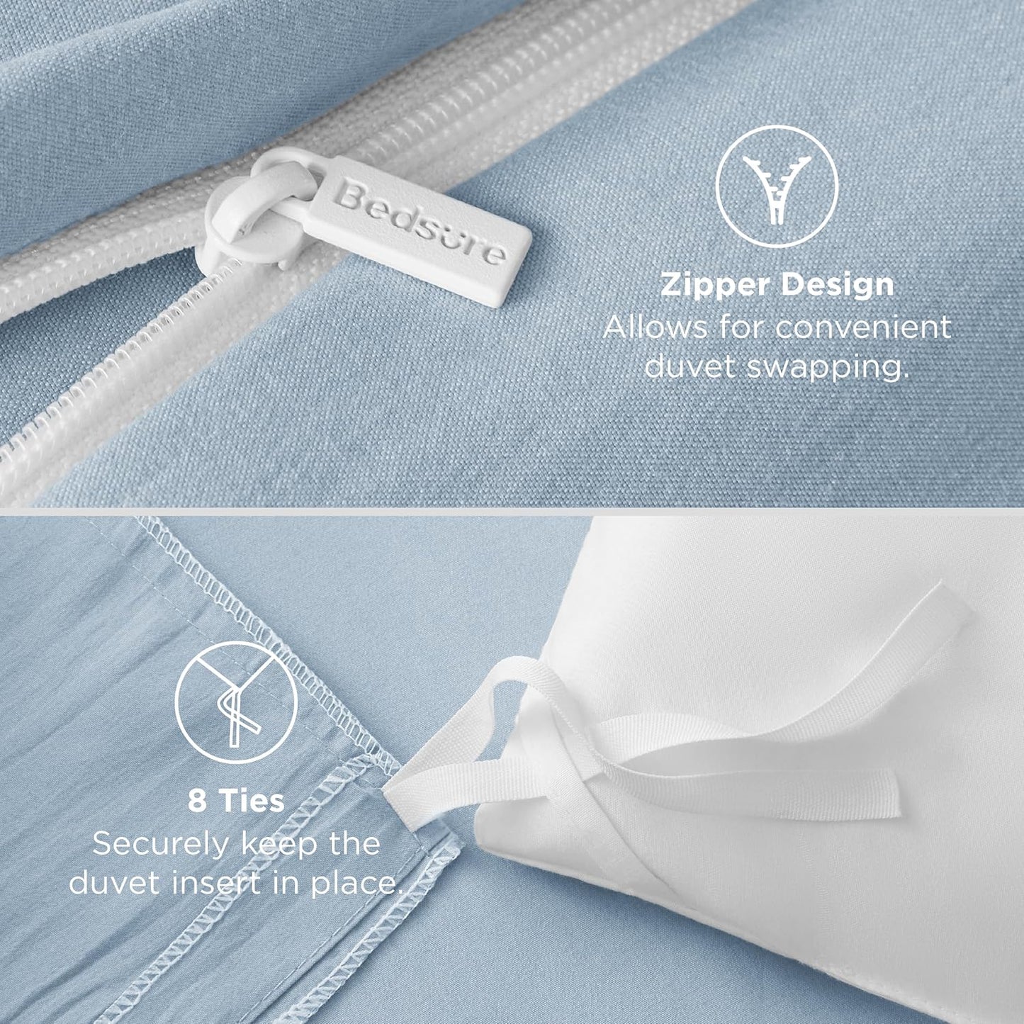 Bedsure Celestial Blue Duvet Cover Set - Extra Soft Twin/Twin XL Bedding, 2 Pieces with Zipper Closure & Pillow Sham